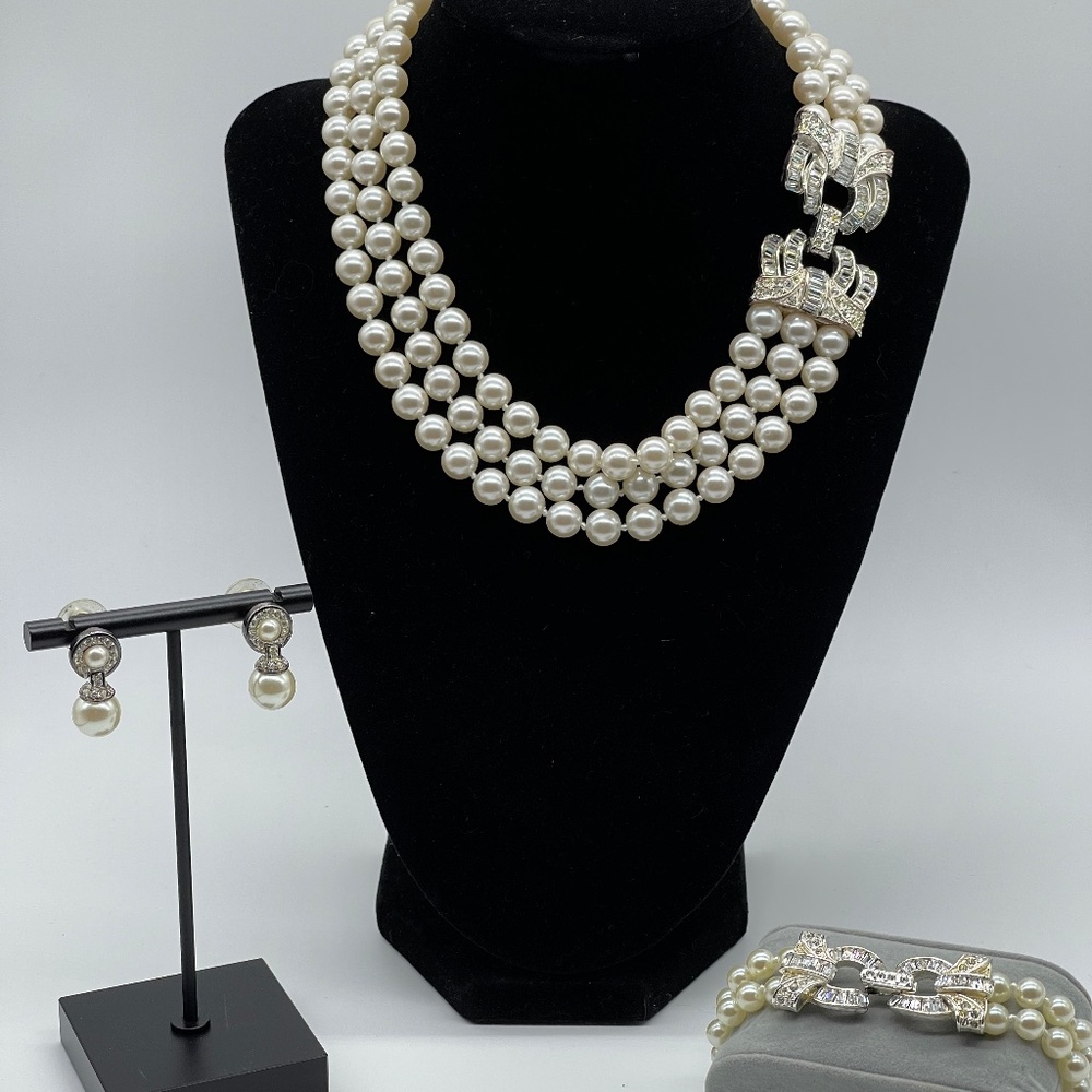Vintage Carol Lee Glass Pearl Wedding Set